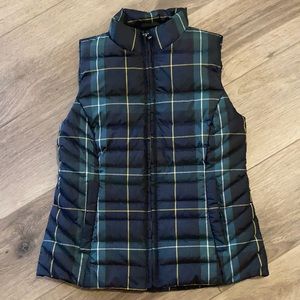 Talbots plaid puffer vest